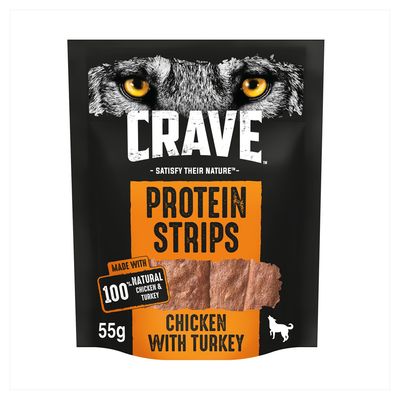 CRAVE Protein Strips with Turkey & Chicken 55g