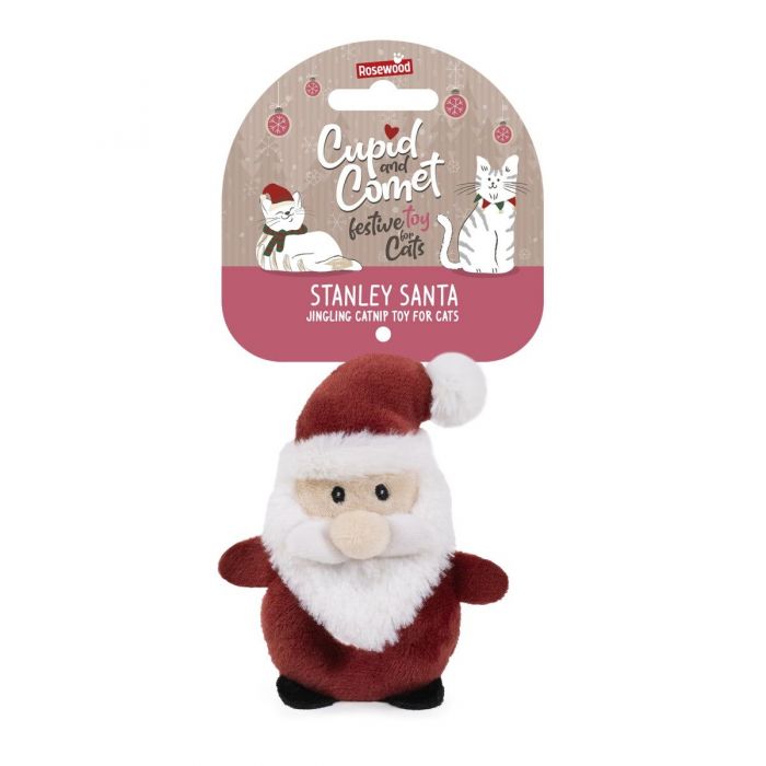 Rosewood Cupid and Comet Stanley Santa Jingling Plush Cat Toy