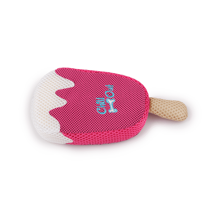 Cooling Crinkle/Squeak Toy For Puppies & Dogs - All For Paws Chill Out Strawberry Ice Cream