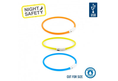 Ancol Light Up USB Rechargeable Flashing Dog Collar  - One Size - 8"-27" (20cm-70cm)