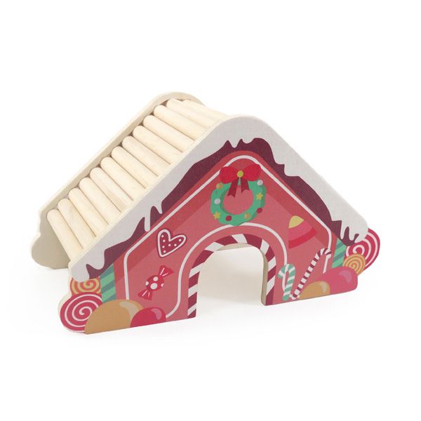 Rosewood Cupid & Comet Wooden Gingerbread House for Small Animals