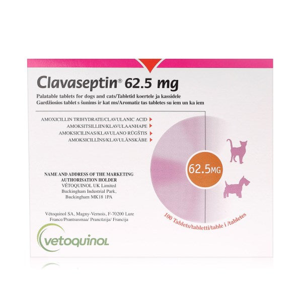 Clavaseptin 62.5mg Palatable Tablets (Per Tablet)