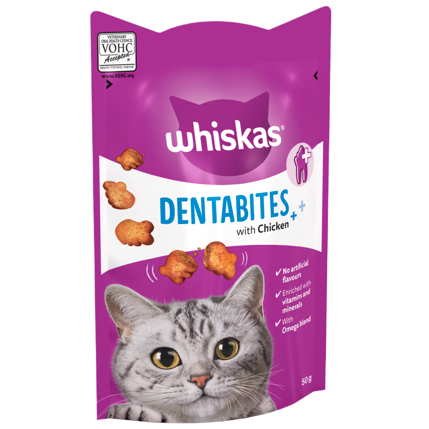 WHISKAS Dentabites Adult Cat Treats with Chicken 50g