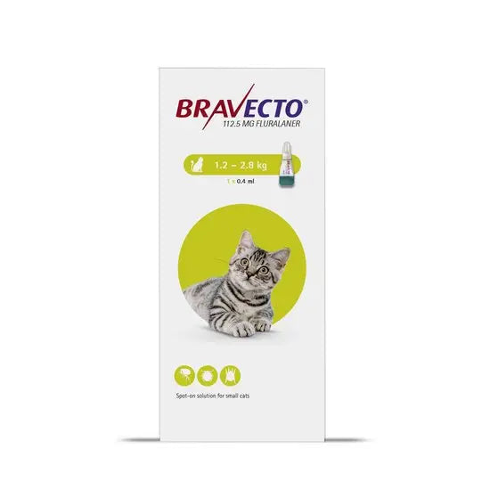 Bravecto 112.5mg Spot-On Solution For Small Cats (1.2kg - 2.8kg)